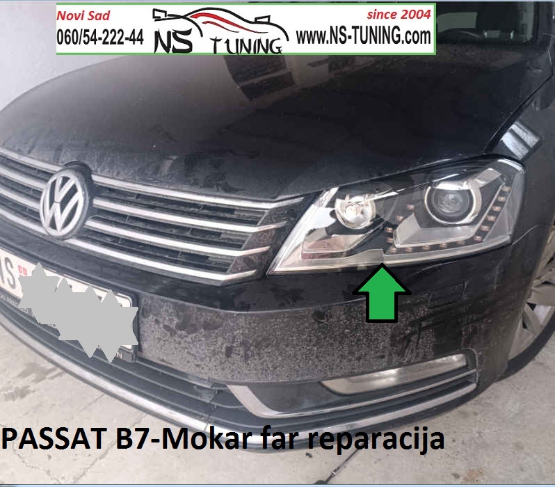 passat b7 2014 xenon far mokar slomljeno staklo zamena stakla fara servis farova novi sad ns tuning